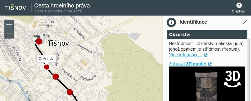 Cesta hrdelního práva Tišnov - mapa s 3D objekty - T-MAPY spol. s r.o.