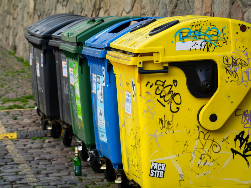 Colored Garbage Cans for Recycling